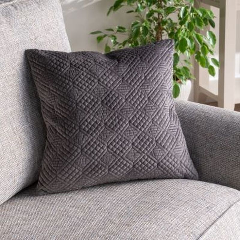 See more information about the Hamilton McBride 45cm x 45cm Charcoal Quilted Velvet Cushion