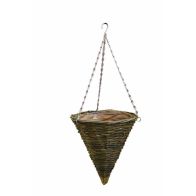 See more information about the 12 Inch Hanging Cone Shape Rattan Basket Black 