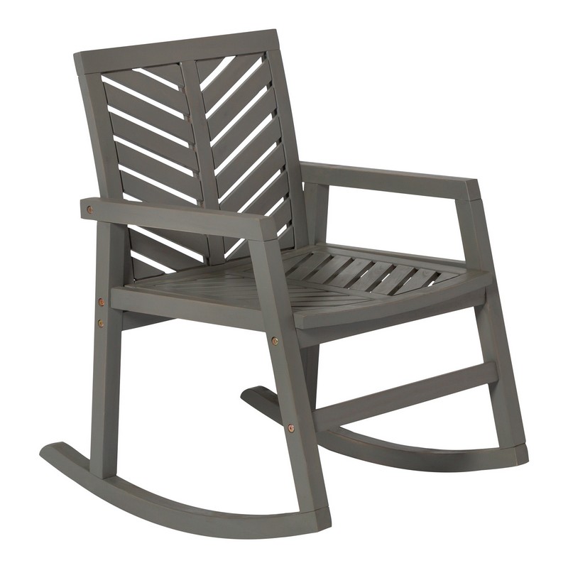 Chevron Rocking Chair Wood Grey