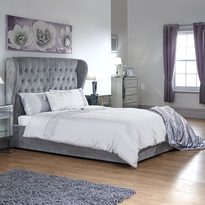 Dakota Double Ottoman Bed Fabric Grey 5 x 7ft
