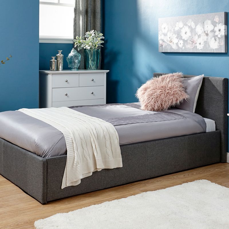 Winston Single Ottoman Bed Fabric Grey 3 x 7ft
