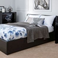 Winston End Lift Double Ottoman Bed Black Faux Leather