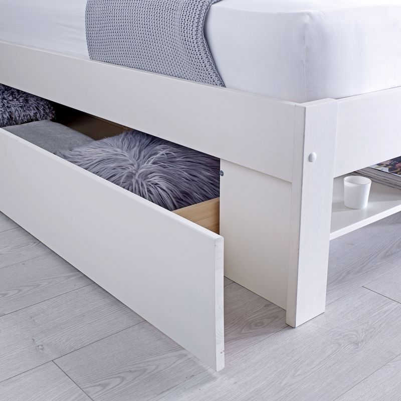 Bed Storage Drawers White 1 Drawer King, King Size Bed With Storage Drawers Underneath