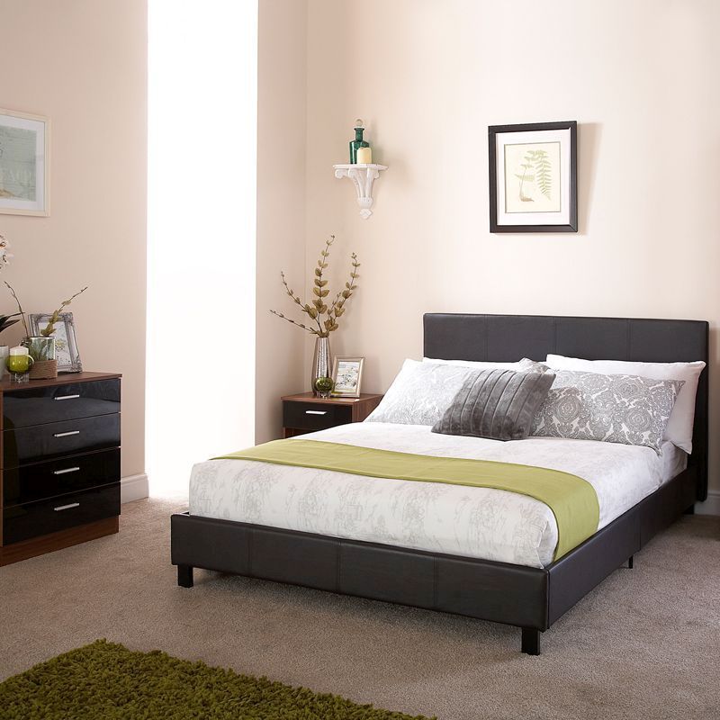 Bugi Single Bed In A Box Black Faux Leather