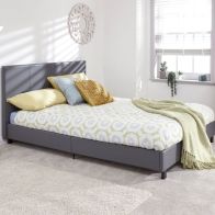 Bugi Double Bed In A Box Grey Faux Leather