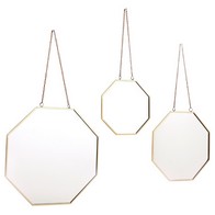 See more information about the 3 Deco Wall Mirrors Aluminium Gold 27cm
