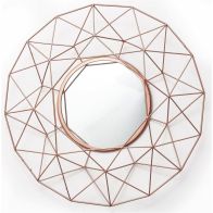 See more information about the Deco Wall Mirror Iron Rose Gold 64cm