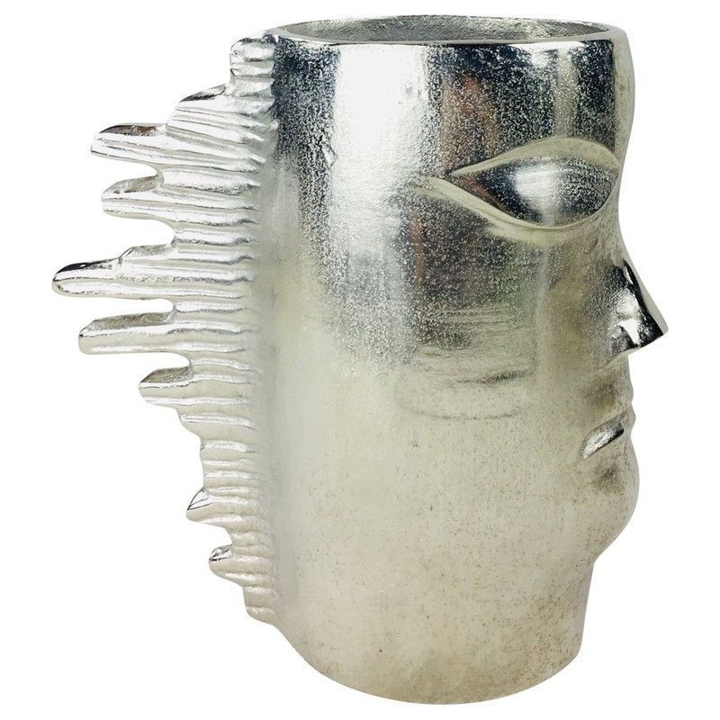 Head Vase Aluminium Silver - 29cm