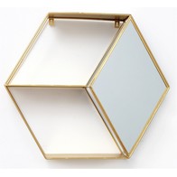 See more information about the Deco Shelving Unit Metal & Glass Gold 2 Shelves