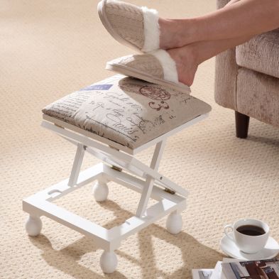 Adjustable Height Foot Rest Stool White