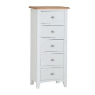 See more information about the Ava Oak Tall Chest of Drawers White 5 Drawers