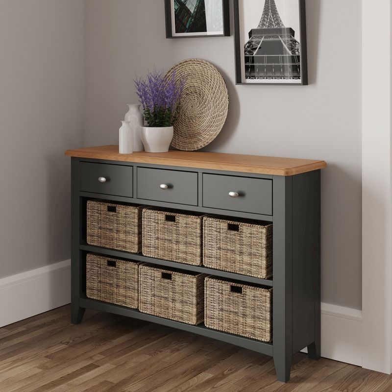 Portchester Light Oak & Grey 9 Drawer Chest Of Drawers