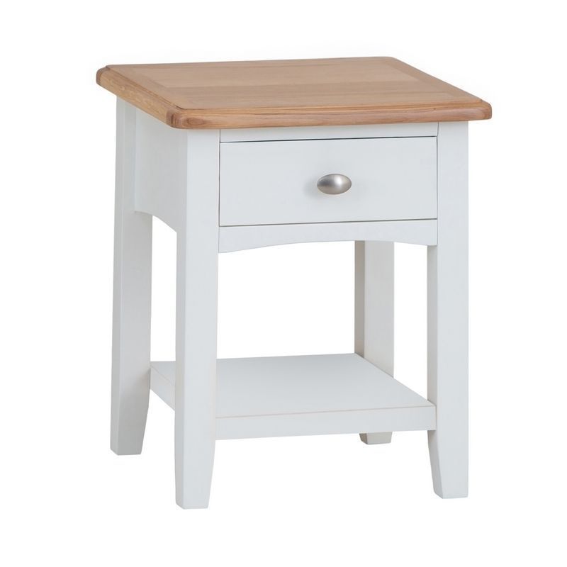 Ava Oak 1 Drawer Side Table White