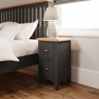See more information about the Portchester Light Oak & Grey 2 Drawer Bedside Table