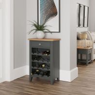 See more information about the Aurora Light Oak & Grey 1 Drawer Wine Rack With 4 Shelves