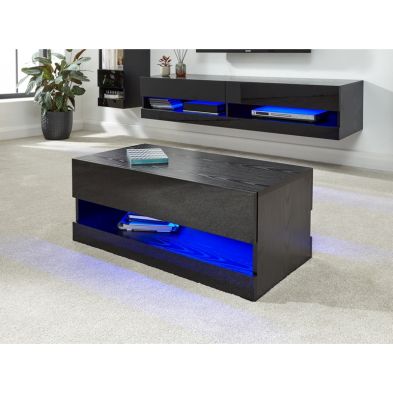 See more information about the Galicia Extending Coffee Table Black 1 Shelf 75cm
