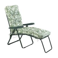 See more information about the Cotswold Garden Folding Sun Lounger by Glendale with Green & White Cushions