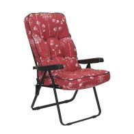 See more information about the Renaissance Garden Folding Recliner by Glendale with Red & White Cushions