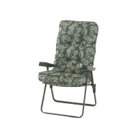 See more information about the Aspen Garden Folding Recliner by Glendale with Green & White Cushions