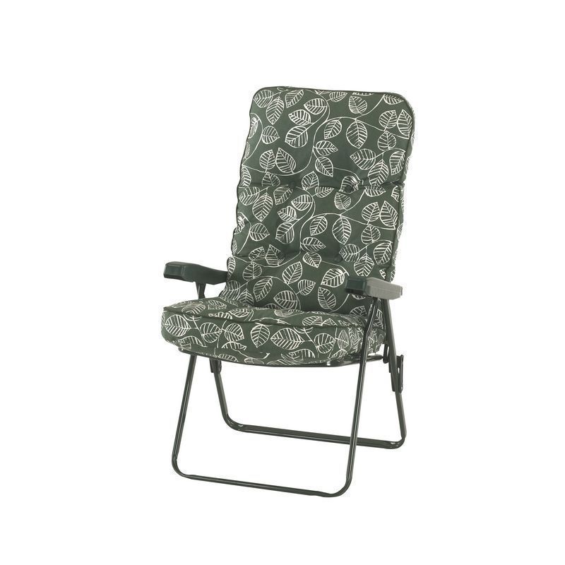 Aspen Garden Folding Recliner by Glendale with Green & White Cushions