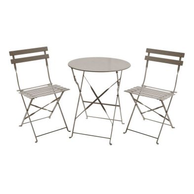 Wensum Metal 3 Piece Garden Patio Furniture Table with 2 Chairs Taupe