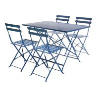 See more information about the 4 Seater Rectangular Folding Metal Dining Set - Navy Grey