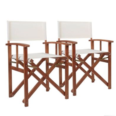 Wensum Eucalyptus Hardwood Pair of Directors Chairs Cream