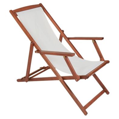 Wensum Eucalyptus Hardwood Foldable Deck Chair - Cream