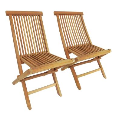 Wensum Solid Wooden Tweak Folding Garden Patio Chairs 2 Set