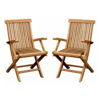 See more information about the Solid Wooden Folding Garden Arm Chairs 2 Set