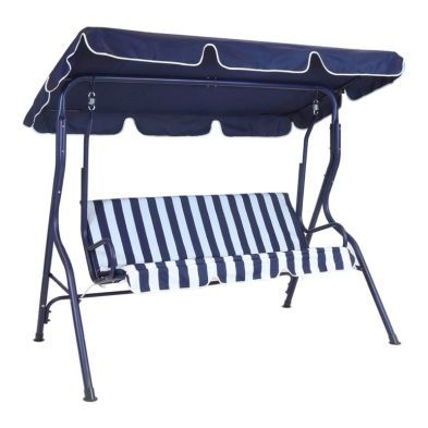 Wensum 2 Seater Garden Patio Swing Seat Hammock Chair - Blue Striped