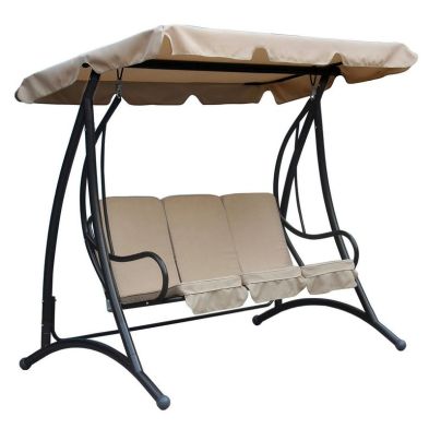 Wensum Premium 3 Seater Garden Swing Seat with Beige Canopy