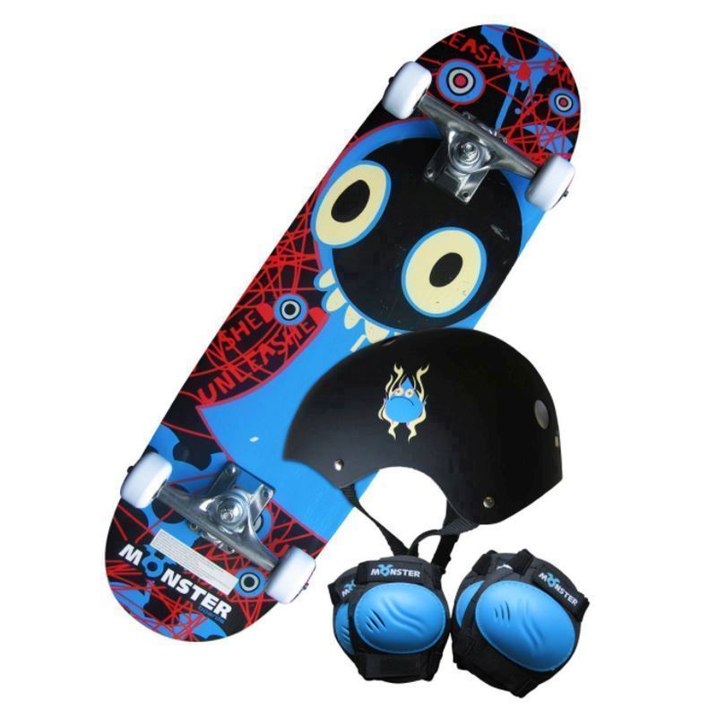 Wensum 28" Monster Skateboard Set - Board Helmet Pads and Backpack
