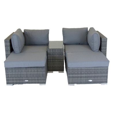 Wensum Rattan Multi-use 2-3 Seater Garden Love Seat with Footstools Grey