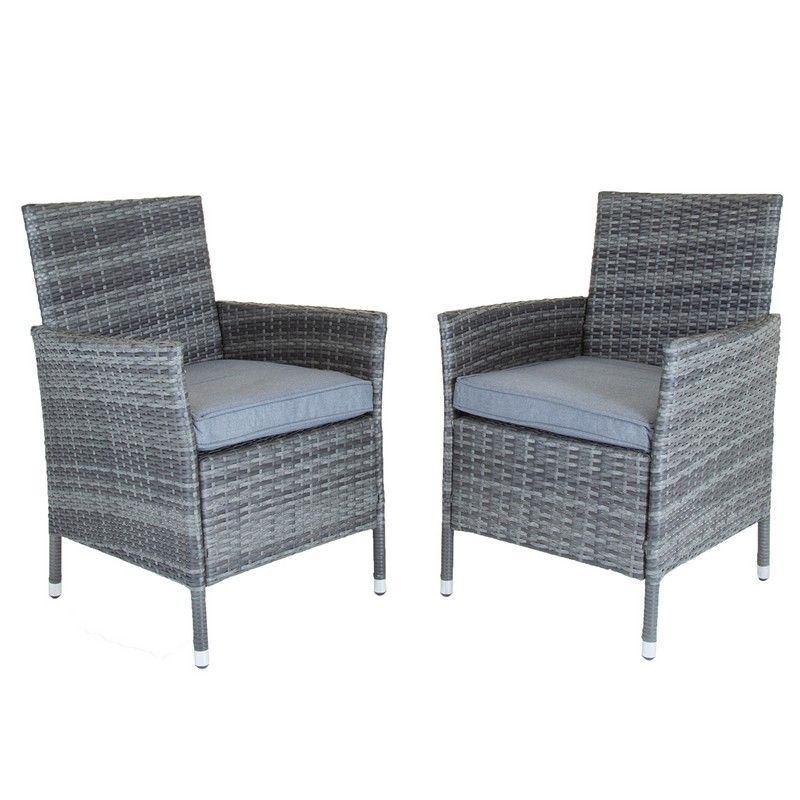 Buy Napoli Pair Of Rattan Dining Chairs Garden Furniture Grey Online At Cherry Lane