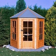 See more information about the Shire Hexagonal 7' 1" x 6' 1" Hexagonal Hip Summerhouse - Premium Pressure Treated Shiplap