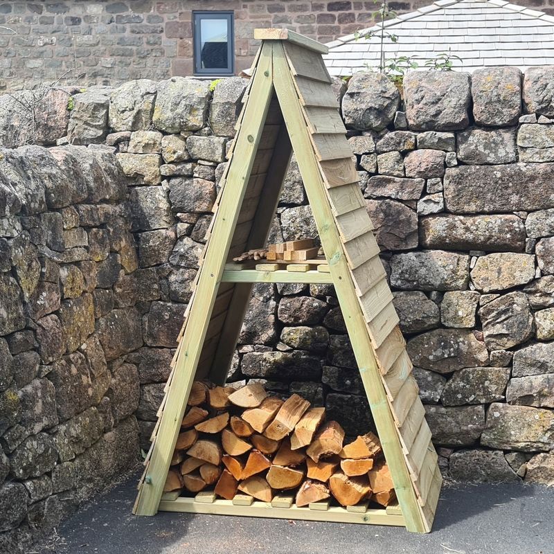 Triangular Garden Log Store by Croft