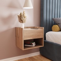 See more information about the 2 Harmony Bedside Tables Natural 1 Shelf 1 Drawer