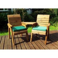 See more information about the Charles Taylor 2 Seat Angled Garden Bench - Green Cushions