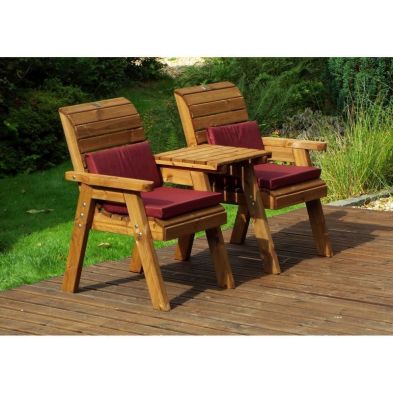 Charles Taylor 2 Seat Garden Bench - Burgundy Cushions