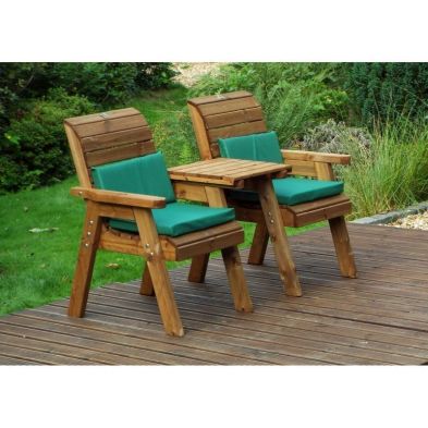 Charles Taylor 2 Seat Garden Bench - Green Cushions