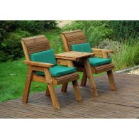 See more information about the Scandinavian Redwood Garden Tete a Tete by Charles Taylor - 2 Seats Green Cushions