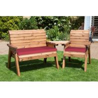 See more information about the Scandinavian Redwood Garden Tete a Tete by Charles Taylor - 3 Seats Burgundy Cushions