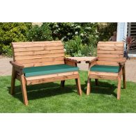 See more information about the Scandinavian Redwood Garden Tete a Tete by Charles Taylor - 3 Seats Green Cushions