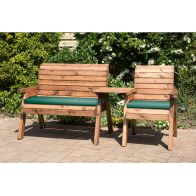See more information about the Scandinavian Redwood Garden Tete a Tete by Charles Taylor - 3 Seats Green Cushions