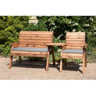 See more information about the Scandinavian Redwood Garden Tete a Tete by Charles Taylor - 3 Seats Grey Cushions