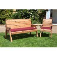 See more information about the Scandinavian Redwood Garden Tete a Tete by Charles Taylor - 4 Seats Burgundy Cushions