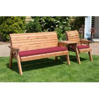 See more information about the Scandinavian Redwood Garden Tete a Tete by Charles Taylor - 4 Seats Burgundy Cushions