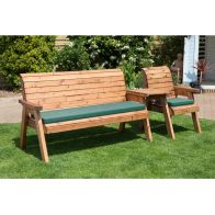 See more information about the Scandinavian Redwood Garden Tete a Tete by Charles Taylor - 4 Seats Green Cushions