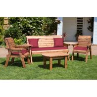 See more information about the Scandinavian Redwood Garden Patio Dining Set by Charles Taylor - 5 Seats Burgundy Cushions